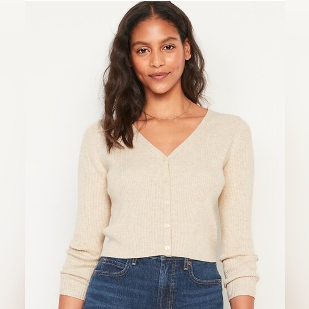 Old Navy Cream Cropped Cardigan Sweater